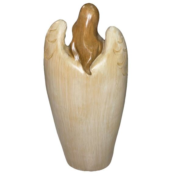 Vintage Wooden Hand Painted Praying Angel Figurine Decoration Mantle 10x4.5” - Picture 3 of 5